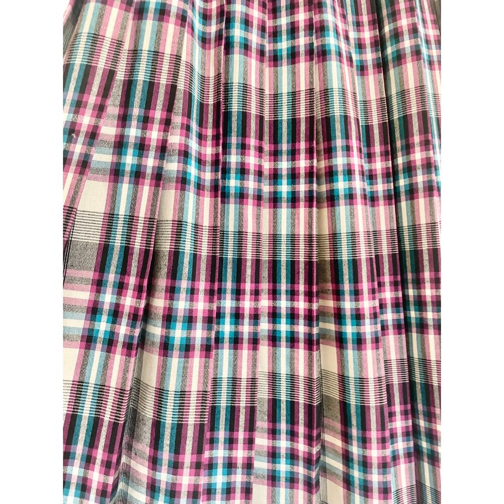 Vintage 80s Pendleton Wool Plaid Midi Skirt Purple Teal USA Size 6 - Picture 3 of 5